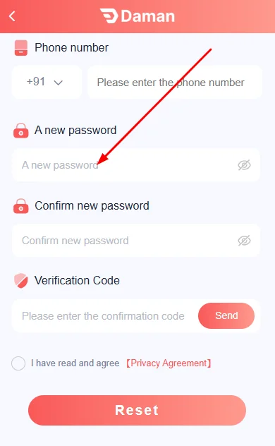 enter the new password